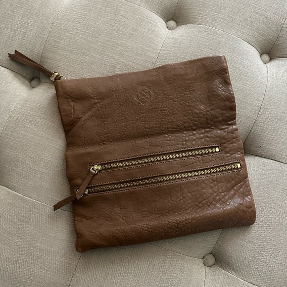 Stella & Dot Soft Brown Leather Crossbody & Clutch - Picture 2 of 5